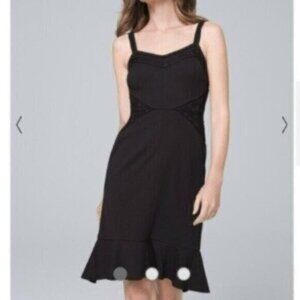 NWOT White House Black Market Flutter-Hem Black Dress